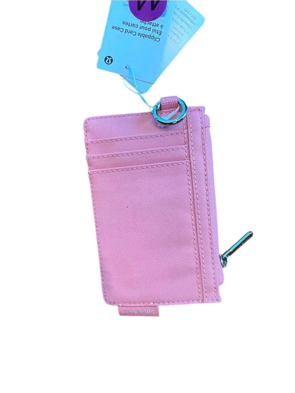 NWT Lululemon Clippable Card Case PINK TIDE/SILVER